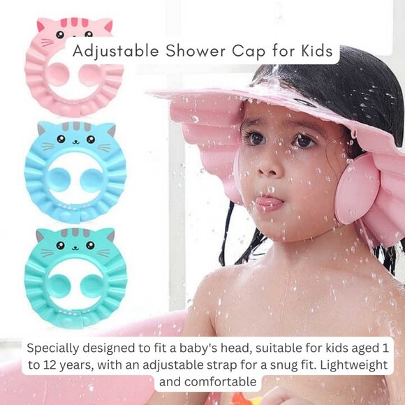 Shower Cap for Kids with Ear Protection & Baby Learning Drinking Cup Pack1 Combo - Picture 2 of 9